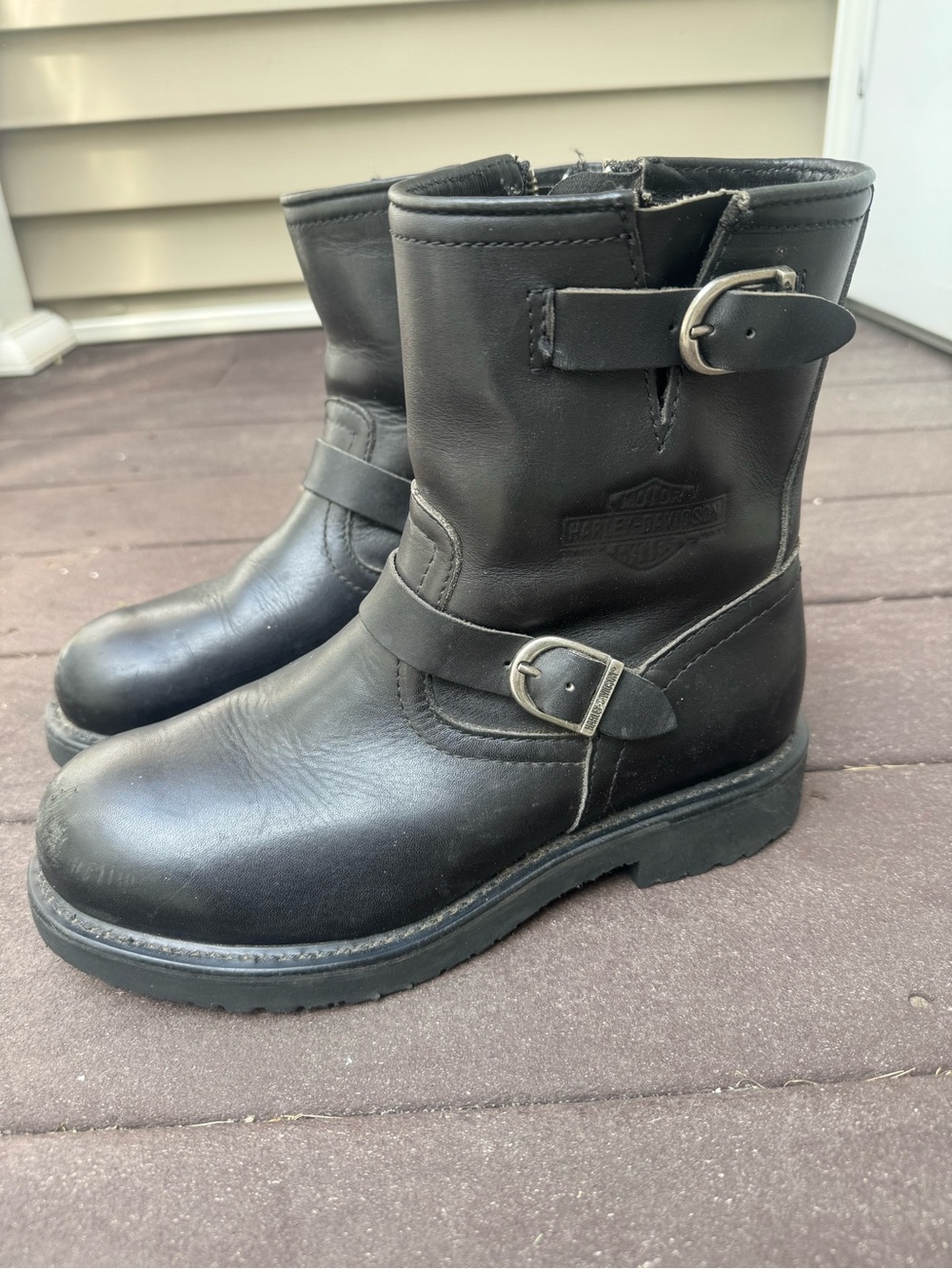 Harley-Davidson Black Leather Buckle Engineer Boots